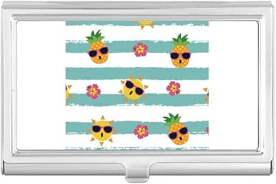 Pineapple Sun Glass Flower River Business Card Holder Case Pocket Box Wallet