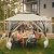YITAHOME 13'x13' Pop Up Gazebo Double Roof Patio Gazebo, Outdoor Portable Canopy Instant Tent with Netting for Lawn, Garden, Backyard and Deck, Beige