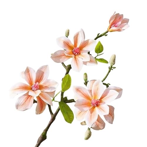 HONKERW fake flowers 2pcs 4 Heads Artificial Real Touch Magnolia Artificial Flower Magnolia Stem for Centerpieces Home Decration artificial(Champagne)