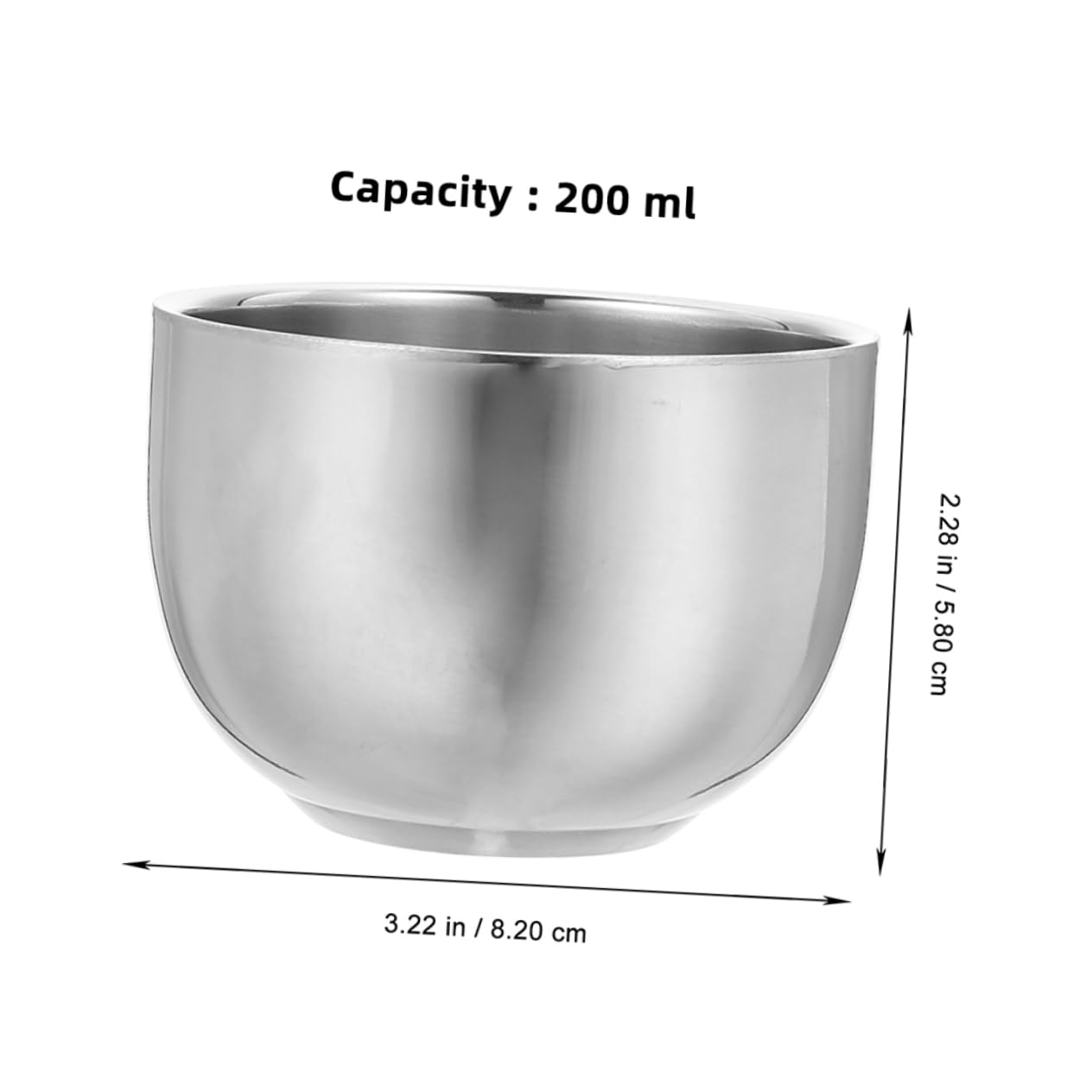 Baluue Stainless Steel Shaving Bowl 200ml Double Layer Shaving Soap Cup for Men Heat Insulation Shave Soap Mug for Men