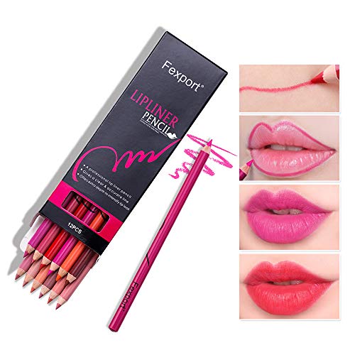3 in 1 12 Colors Lip Liner Pencil Waterproof Non-marking Matt Velvet Lipstick Pen Lip liner Eyeliner 12Pcs Set