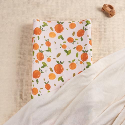 Image of Baby Changing Pad Cover, Changing Table Cover for Girls Boys, Ultra Soft Breathable, 2 Pack Orange Flavour & Orange