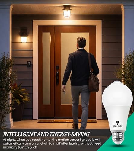 Image of Bluex Bulbs 3 Pack Motion Sensor LED Light Bulb A21, 15W 1300 Lumens, Daylight 5000K, Automatic On /Off Security Light, E26 Medium Base Indoor & Outdoor Use, 120V (4000K - Cool White)