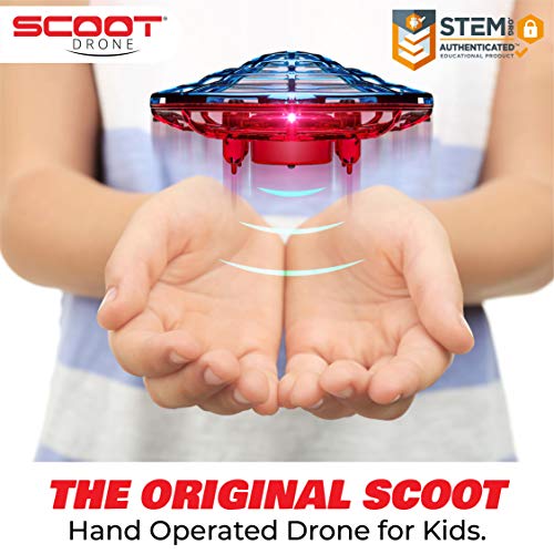 Image of Force1 Scoot Combo Hand Operated Drone for Kids or Adults - Hands Free Motion Sensor Mini Drones, Easy LED Indoor Rechargeable UFO Flying Orb Ball Drone Toys for Boys and Girls (Red /Blue)