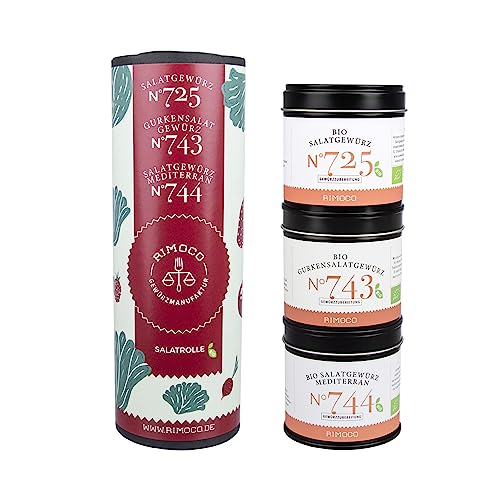 Rimoco Salatrolle Bio Gewürze Set 3in1 - Aromatische Bio Gewürz Vielfalt für frische und leckere...