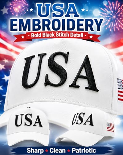 Image of USA Flag Hat for Men Women - 3D Embroidered Patriotic Baseball Cap, 4th of July, 250th