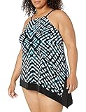 Amazon Brand - Coastal Blue Women's Plus Size Control Swimwear Tankini Top, Stained Glass, 1X...