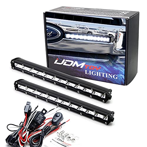 iJDMTOY Front Grille LED Light Bar Kit Compatible With 2018-up Ford F150 XL XLT, Includes (2) 36W Slim High Power CREE LED Lightbars, Front Grill Mounting Brackets & On/Off Switch Wiring Kit