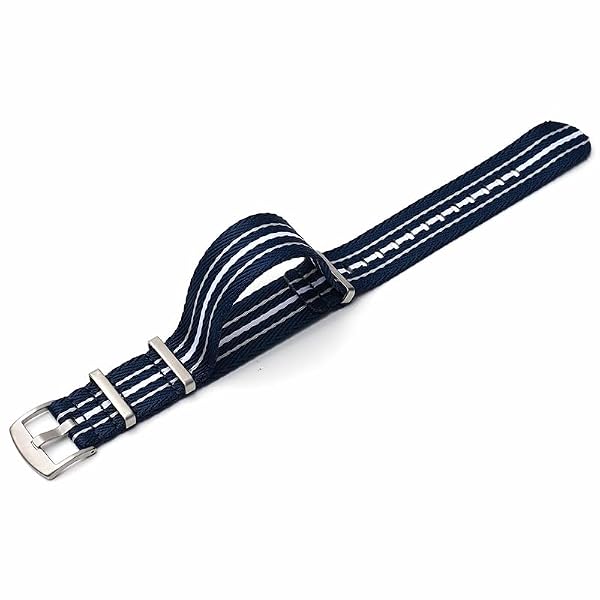 20mm Canvas Nylon Straps For Rolex Submariner And Omega Seamaster, Replacement Nylon Watch Band For Watches - Multiple Colors (Blue - White) by Generic - Used condition - Image 3