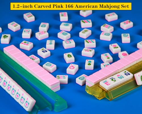 Set Americano de Mahjong con 166 fichas rosadas miniatura 7