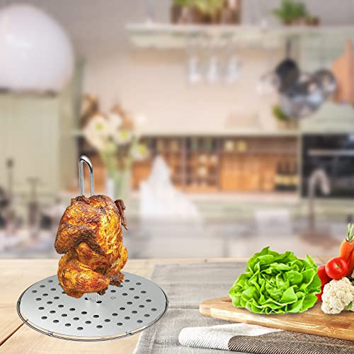 Buxiffod Turkey Fryer Rack, Poultry Deep Frying Rack Bbq Vertical Chicken Roaster Holder Deep Fry Pot Grill Aluminum Racks With Chrome Finish Wire Handle Lifter Hook Detachable #TOP3