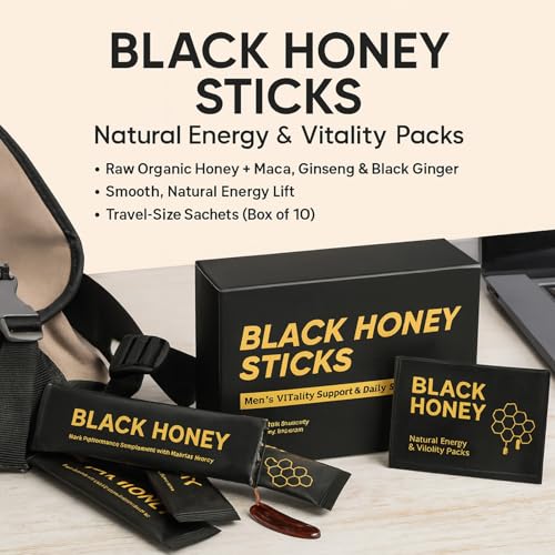 Sticks de miel negra natural y energética, caja de 10 miniatura 2