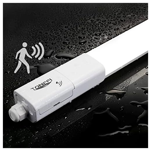 TONFFI LED Feuchtraumleuchte mit Bewegungsmelder 115cm 36W 4100LM LED Deckenleuchte Röhre, Verknüpfbar Wannenleuchte Werkstattlampe Kellerlampe IP65 Wasserfest für Lager Garage Warenhaus, 4000K