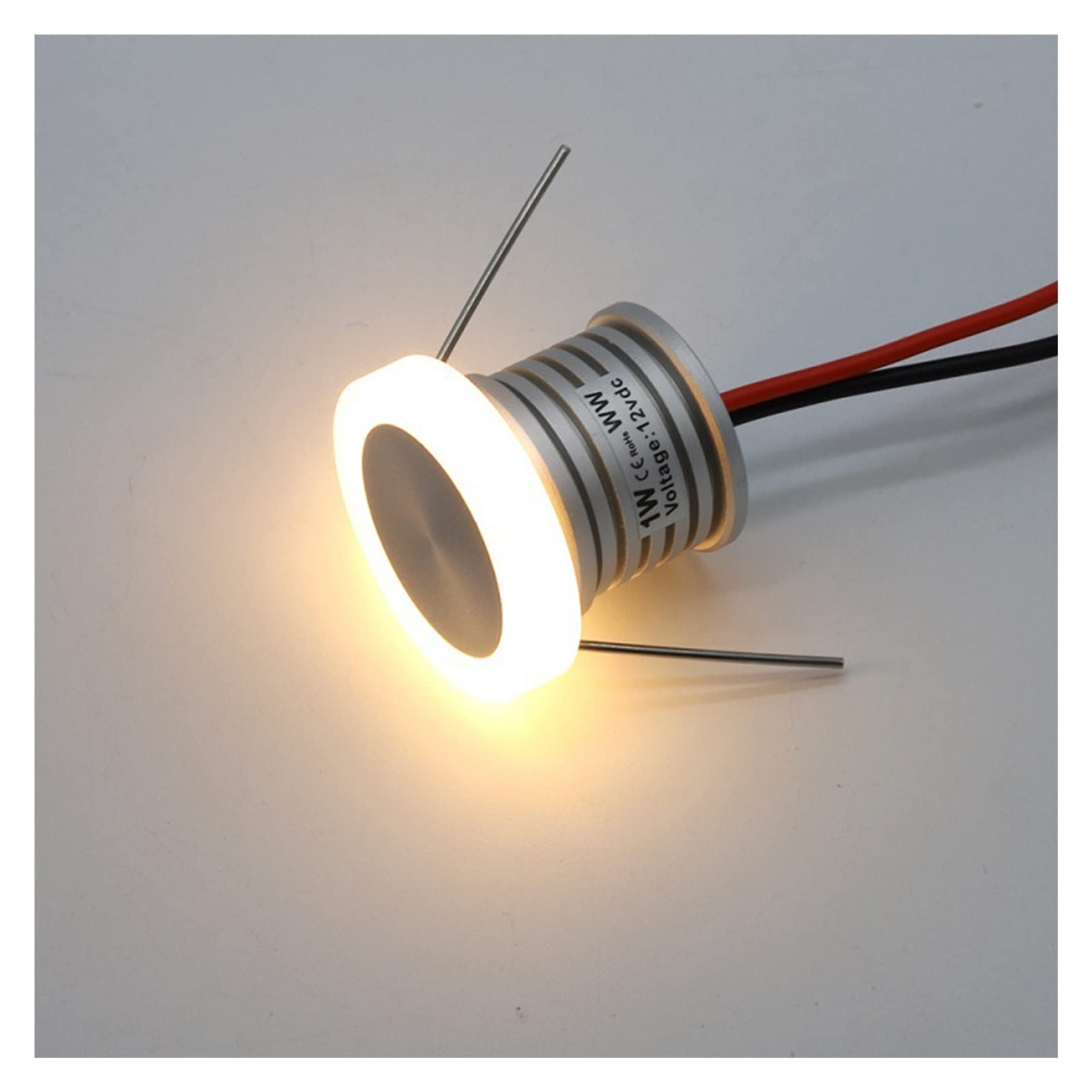 LGJEGD Mini Led Spotlight Indoor, 12V DC Mini Downlight Recessed Lighting Dimmable 25mm IP65 1W Anti Glare Small Tube Light (Color : Warm white 3000k, Size : DC12V)