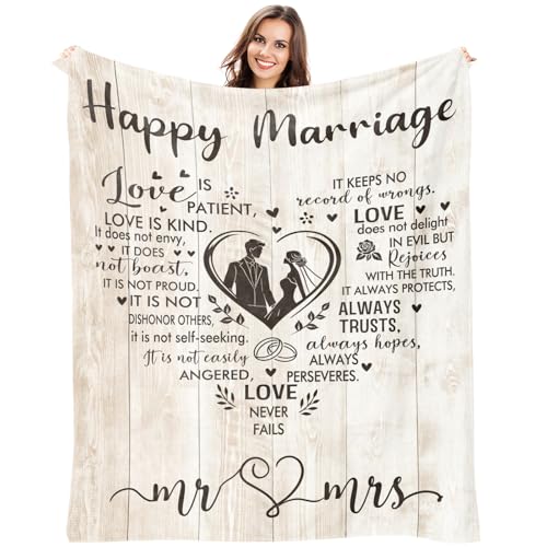 Regalos de boda para parejas 2025, manta suave de 50 x 60 pulgadas para recién casados, novia, regalos de señor y señora, regalos de despedida de soltera para novia, regalos de lista de boda, regalo