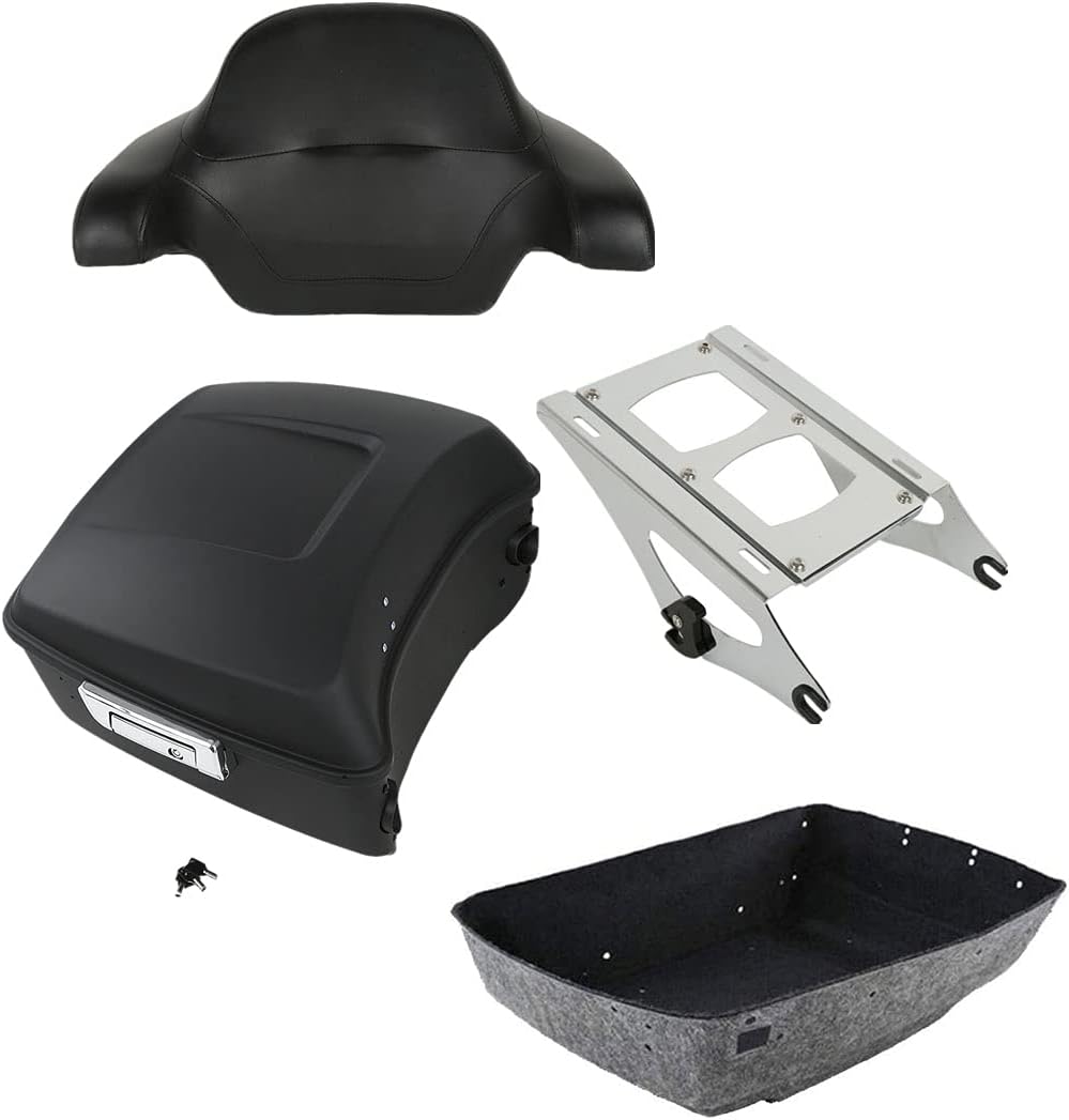 TCMT 13.7" King Motorcycle Trunk Box Wrap Around Backrest Pad Two Up Mounting Rack Fit For Harley 2014-2025 Touring CVO Road King Road Glide Street Glide Electra Glide Ultra Limited Pack