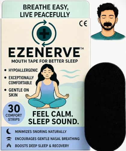 Image of PREMIUM GRADE 30 Pcs Mouth Tape for Sleeping Adults & Kids | CE Certified - Anti Snoring Sleep Strips, Hypoallergenic Adhesive Sleep Strips, Snore Stopper For Men and Women, Mouth Breathing Stopper Black Strips