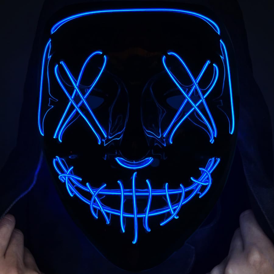 WEIZHIDA Halloween Mask LED Light up Mask Scary purge mask for Festival Cosplay Halloween Costume Masquerade Parties,Carnival,Gifts