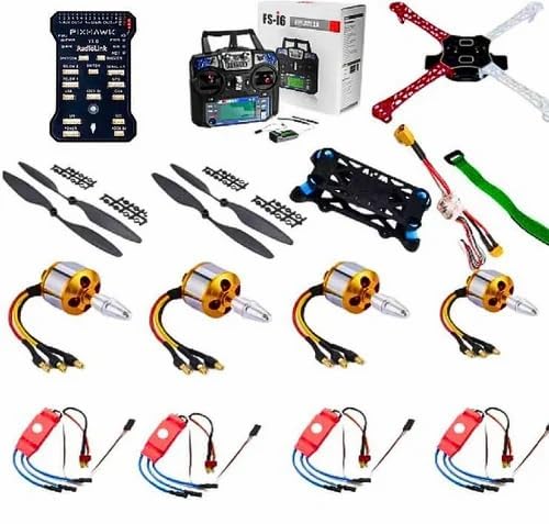 Image of DIY Quadcopter Drone Kit with Pixhawk Flight Controller, FSi6 Transmitter, Motors, ESC, Frame, Complete Assembly Set