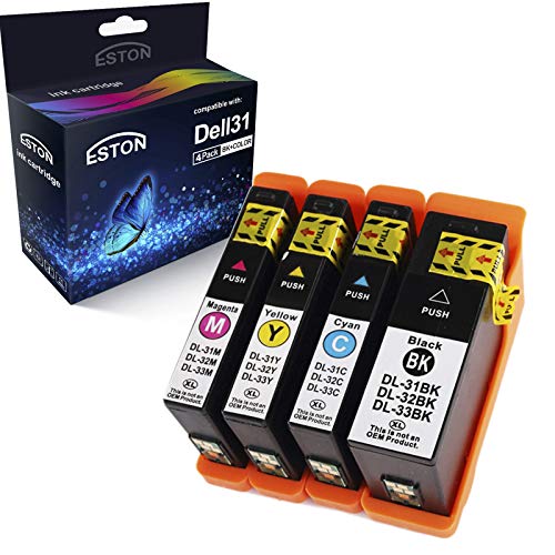 ESTON 4 Pack High-Capacity Ink Cartridge Set Dell Series 31 Ink cartridges for Dell V525W & Dell V725W Printer