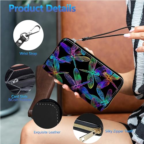 Image of Womens Wallet PU Leather Wristlet Wallets for Women, Large Capacity Lady Fashion Wallet Card Holder Zipper Wallet