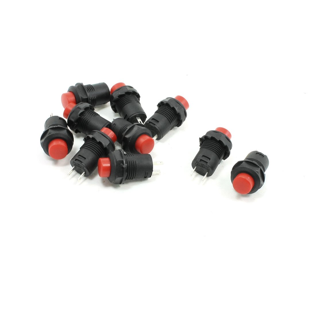 Uxcell Red Sourcingmap A13052100ux0037 10 Pcs Momentary Action Spst Round Push Button Switch Ac 125V 3A