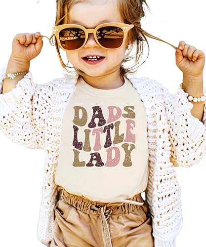 Olive Loves Apple Dad's Little Lady Shirt for Girls Retro Distressed Daddy's Girl Tee for Toddlers and Kids2
