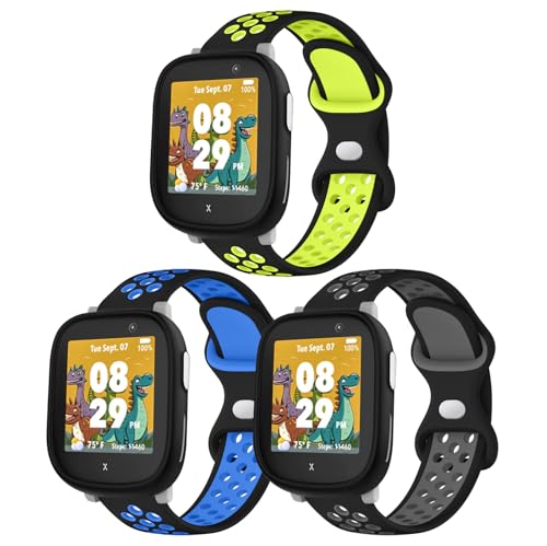 Raradev 3 Stück Kinder Silikon Bracelets Kompatibel mit Xplora X6 Play Armband Atmungsaktives Weiches Sport-Ersatzband für Xplora X6 Play/Xplora X6 Pro/Anio6/Anio5 Kids Mädchen Jungen