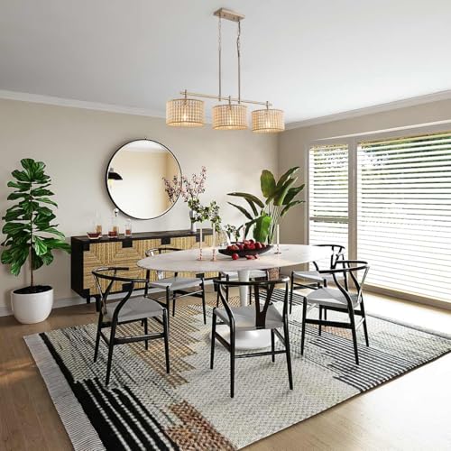 MZMHD Boho 3-Light Wood Beaded Linear Pendant Light Fixtures Brushed Nickel by MZMHD - Used condition - Image 9