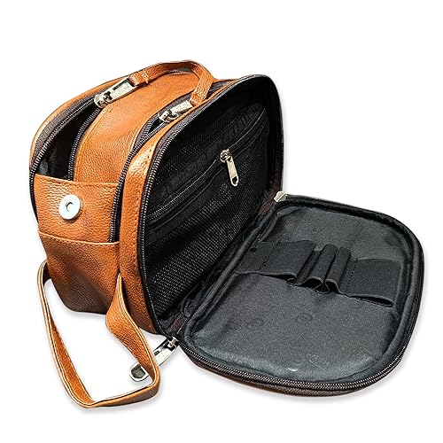 Image of Handcuffs Toiletry Bag for Men & Women Waterproof PU Leather Travel Shaving Kit Pouch Grooming & Makeup Organiser for Gym Daily Use Cosmetics Toiletries & Essentials (Brown)