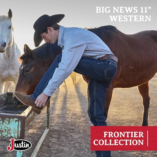 Justin Big News 11” Western Boots for Men - Frontier Collection - Square Toe Leather Men’s Cowboy Boots with Comfort Footbed & Heeled Leather Outsole2