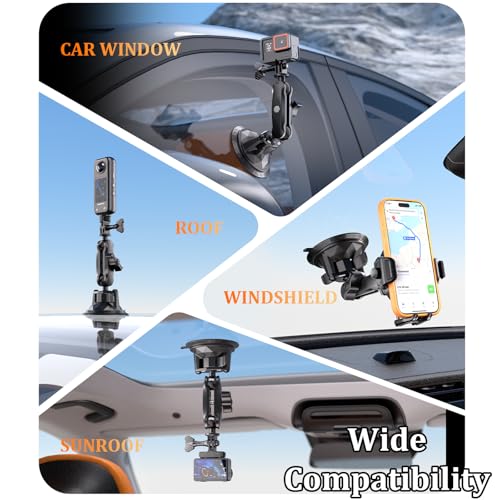 LOKTENWO Twist-Lock Suction Cup Mount Compatible with RAM Mounts B Size Double Socket Arm & 1 Inch Ball Camera Phone Holders, Suction Cup Base Suitable for Vehicle Windshields, Metal, Ceramics by LOKTENWO - Image 7