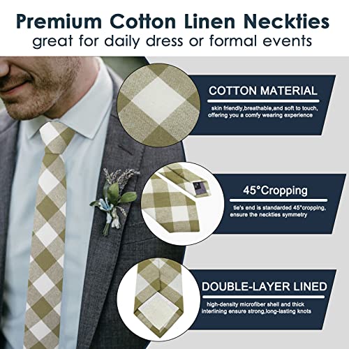Image of Mantieqingway Mens Skinny Ties,2.56 inch Cotton Neckties Striped Plaid Ties for Groom Groomsmen Wedding Party Christmas
