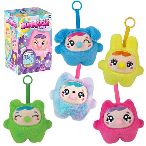 ORB Bubbleez Babies Plush Keychain Charms Assorted Blind Box - 1 Individual Bubbleez Baby Fidget Toy - Squeeze To Blow Big Bubble - Collectible Charm...