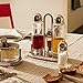 Alessi | 5070 - Design Condiment Set for Oil, Vinegar, Salt and Pepper in 18/10 Stainless Steel and Crystalline Glass