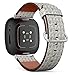 CJBROES Replacement Leather Watch Band, Compatible with Fitbit Versa 3 and Fitbit Sense of Wristband Bracelet Accessory - Irregular Herringbone Motif