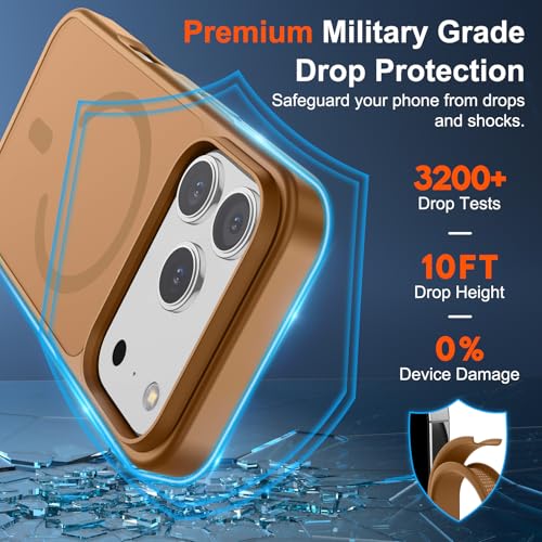 Image of SUPFINE Magnetic for iPhone 17 Pro Max Case (Compatible with MagSafe)(Military Grade Drop Protection) Translucent Matte Shockproof with Anti-Fingerprint Phone Cover,Brown