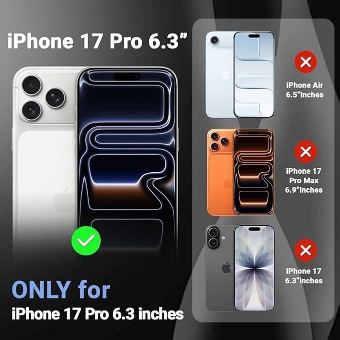 Image of DIZORO Compatible for (iPhone 17 Pro Case) Slim Liquid Silicone Case 3 Layers Full Covered Soft Gel Rubber Phone Case Protective Cover - Black