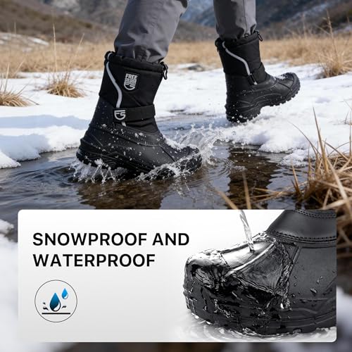 Image of FREE SOLDIER Mens Snow Boots Insulated Nonslip Outdoor Ankle Cold Weather Boots