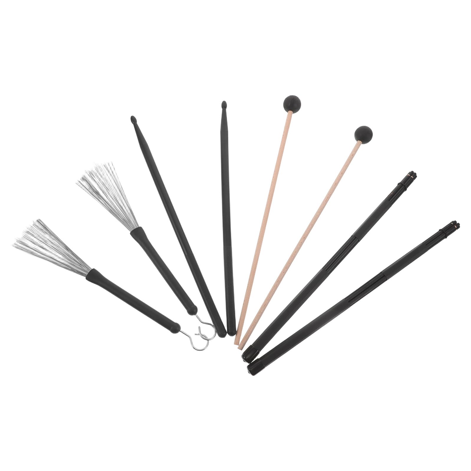 Bacchette per Batteria in Legno di Spazzole Metalliche per Rullanti Custodia per Percussioni Tracolla Accessori per Batteria Mallet Inclusi