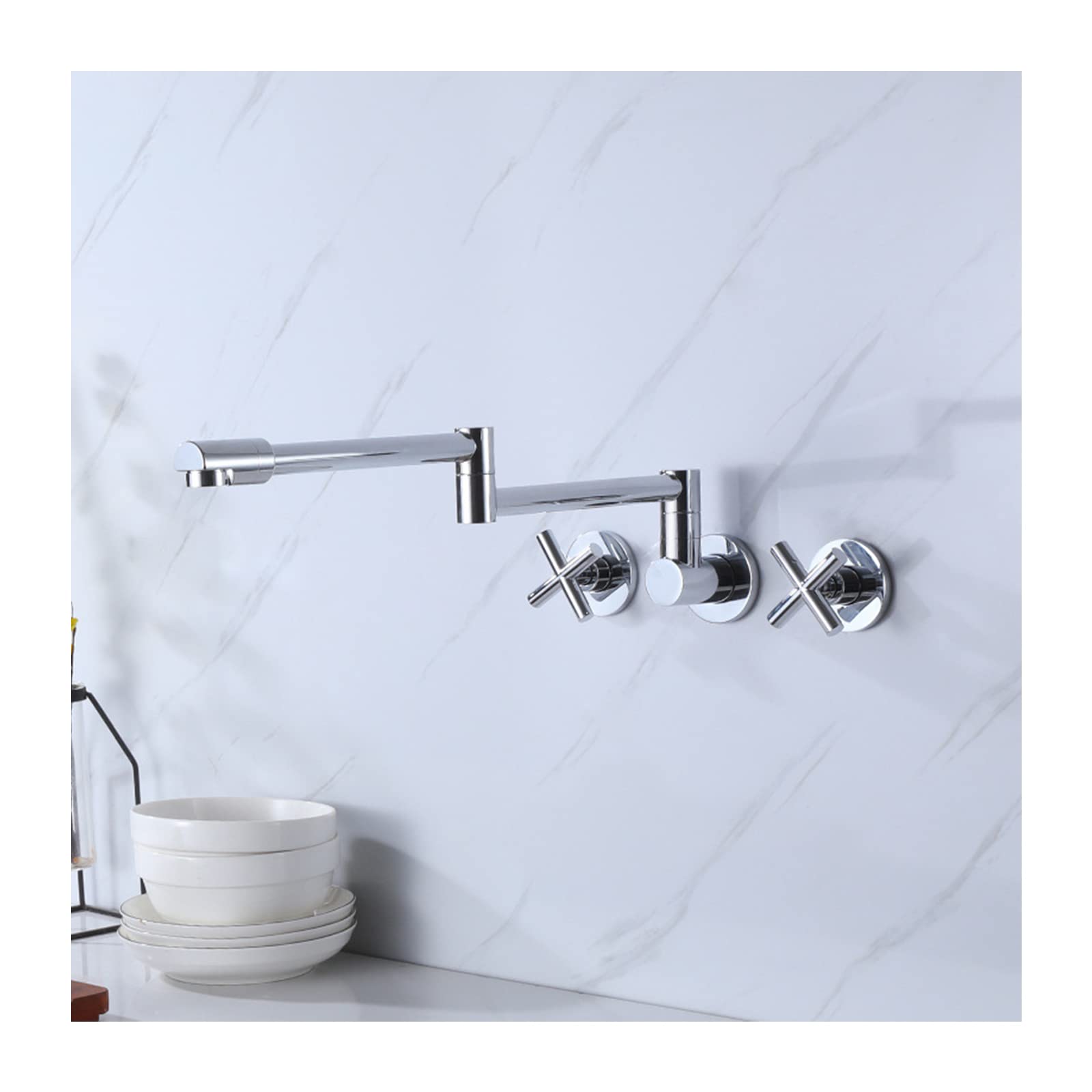 Robinet de remplissage de pot noir silver en laiton pour évier et plan de cuisson