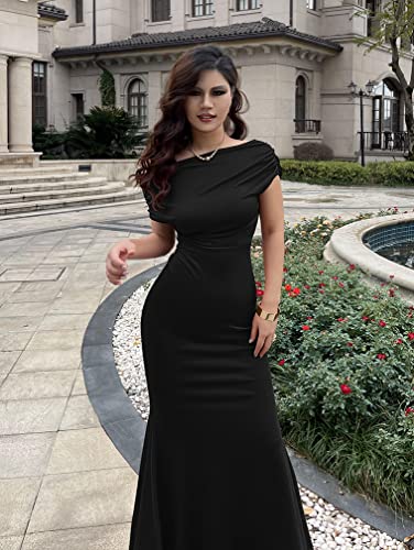 YMDUCH Women's Elegant Sleeveless Off Shoulder Bodycon Long Formal Party Evening Dress3