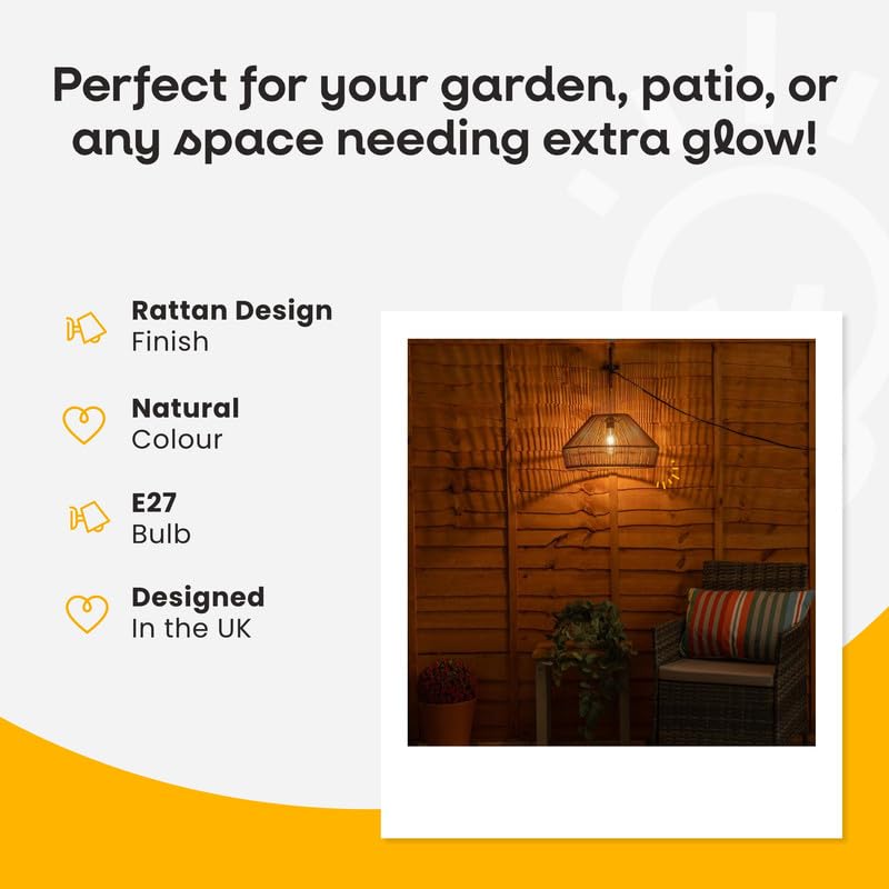 ValueLights | Solar Powered Natural Rattan Pendant Hanging Light | Pendant Lights, Home Décor & Improvement Essential - Image 4