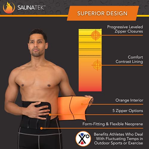 Saunatek Unisex Sauna Plus Size Zipper Waist Trimmer Belt For Weight Loss And Ab Trainer, Neoprene, 10 Inch Black/Orange #TOP2