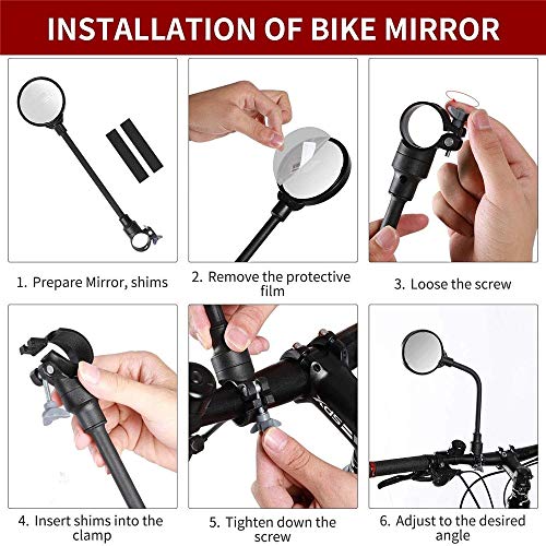 Espejo de bicicleta para evitar puntos ciegos con rotación ajustable de 360 grados 7