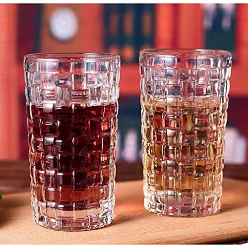 Image of WRINGO Checks Design Juice Glasses, 250ml Drinking Water Glass Tumbler Set, Premium Transparent Glasses for Juice, Water, Soft Drinks, Mocktails, Cocktail, Home Kitchen Dining Tableware(Set of 6)