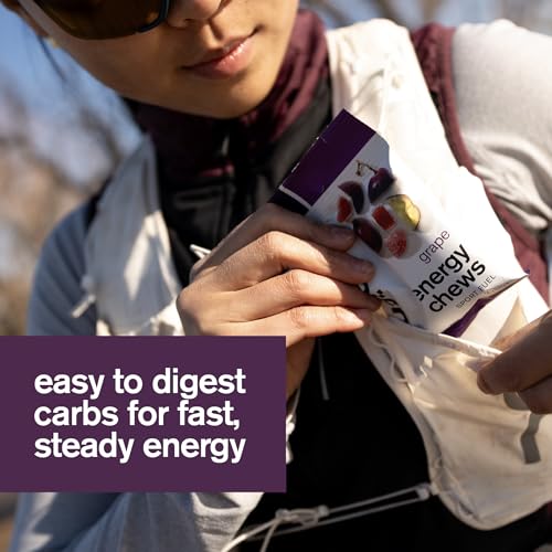 Image of Skratch Labs Energy Chews | Gummies for Running, Cycling & Endurance Quick Carbs for Athletes, Easy to Digest, Real Fruit | Gel Alternative for Long Runs & Rides | Grape 10 Pack | Gluten Free, Vegan