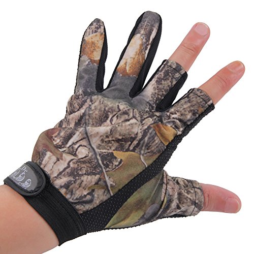 LIAMTU Anti-Slip Fishing Gloves with 3 Fingerless, Water-Proof Fishing Gloves Camouflage Color