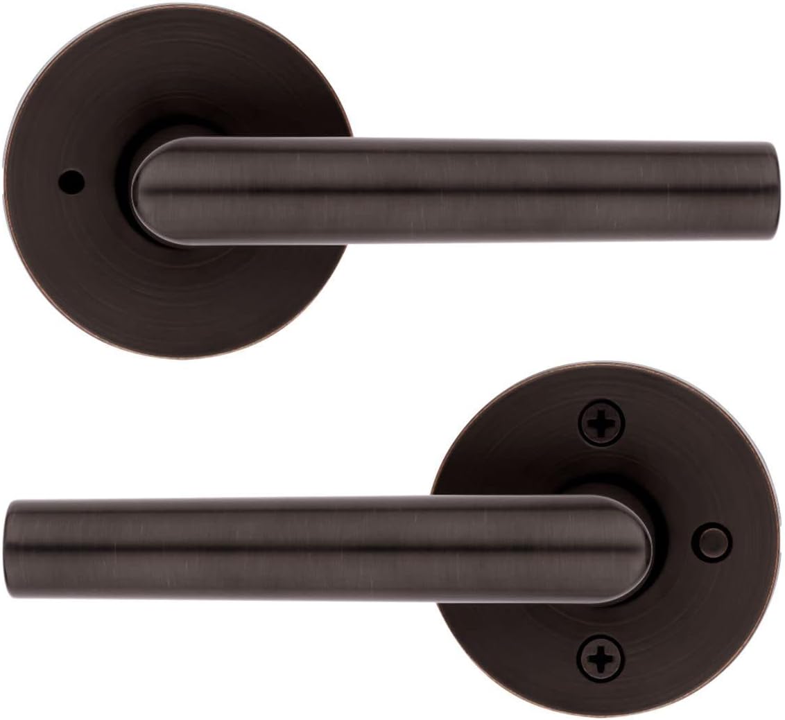 Kwikset 730MILRDT-26D Milan Lever with Round Rose Privacy Door Lock with 6AL Latch and RCS Strike Satin Chrome Finish