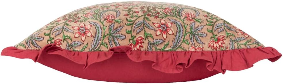 Paoletti Haven Cotton Velvet Floral Throw Pillow Cover (50cm x 50cm) (Blushing Rose)